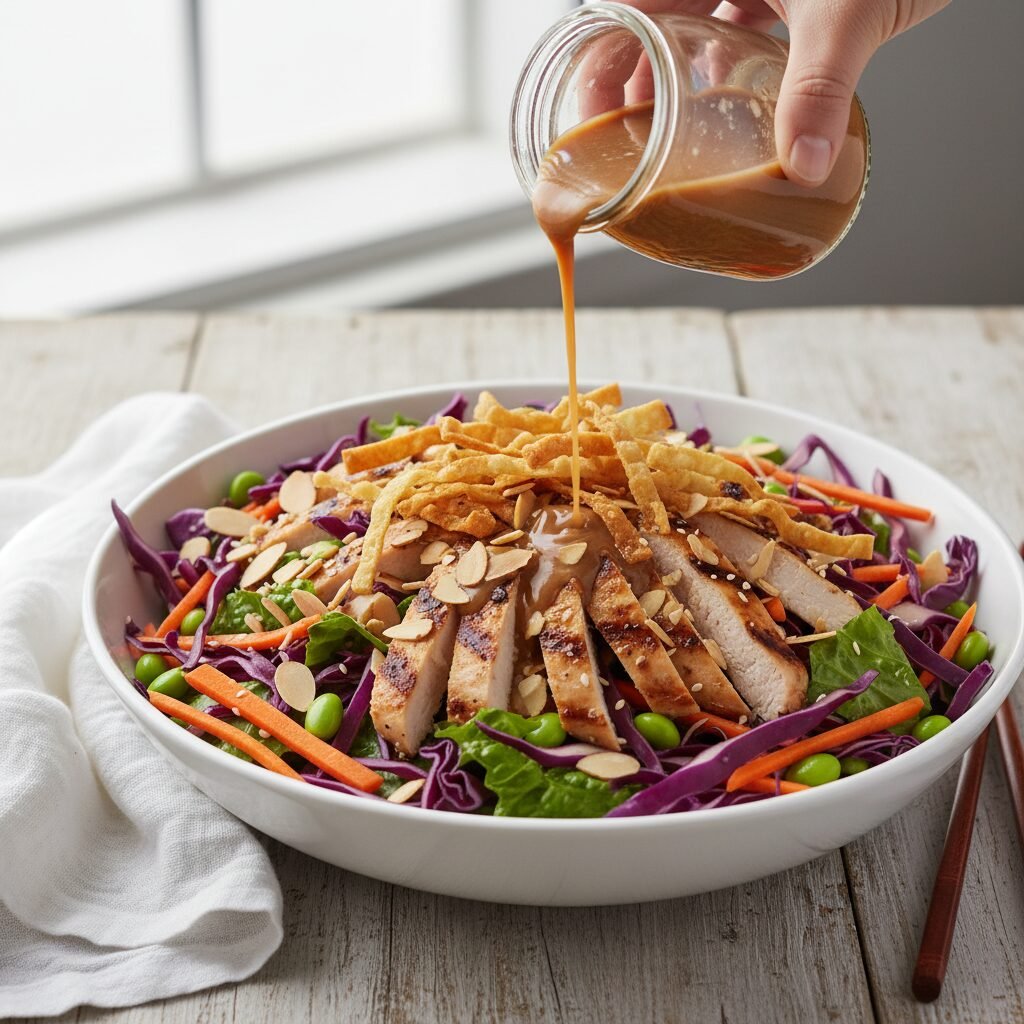 The Ultimate Crunchy Asian Chicken Salad with Honey Sesame Dressing