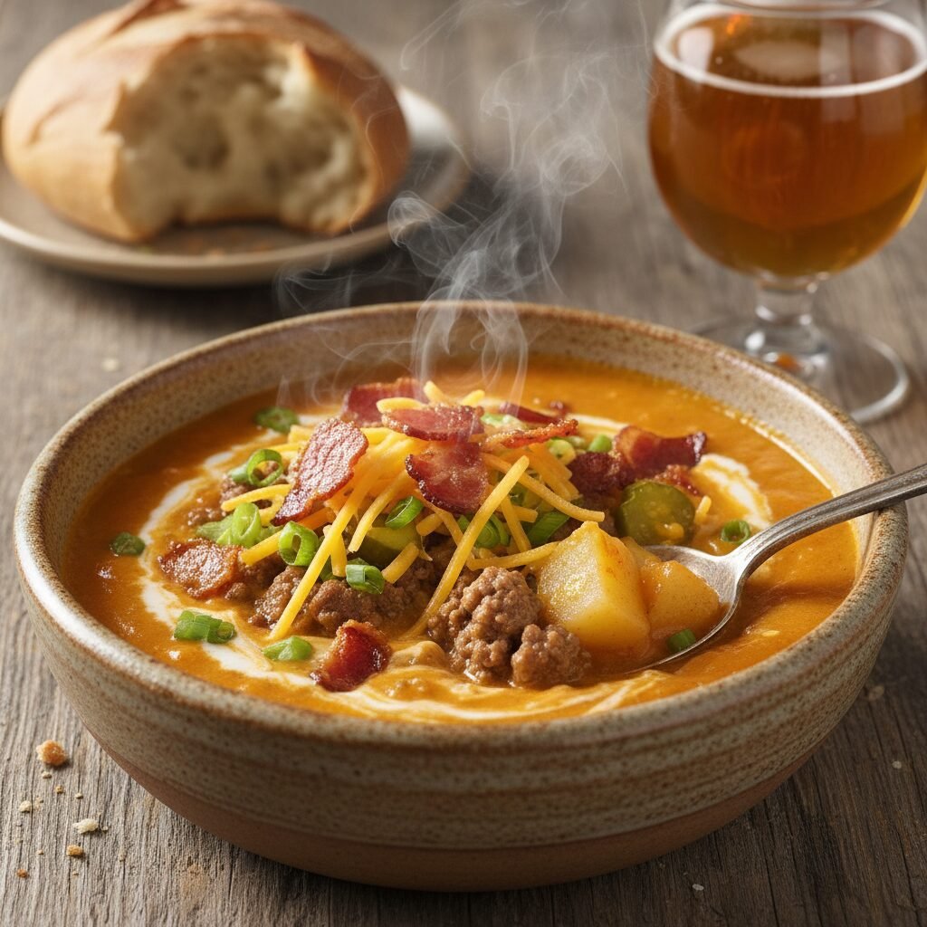 The Ultimate Creamy Bacon Cheeseburger Soup