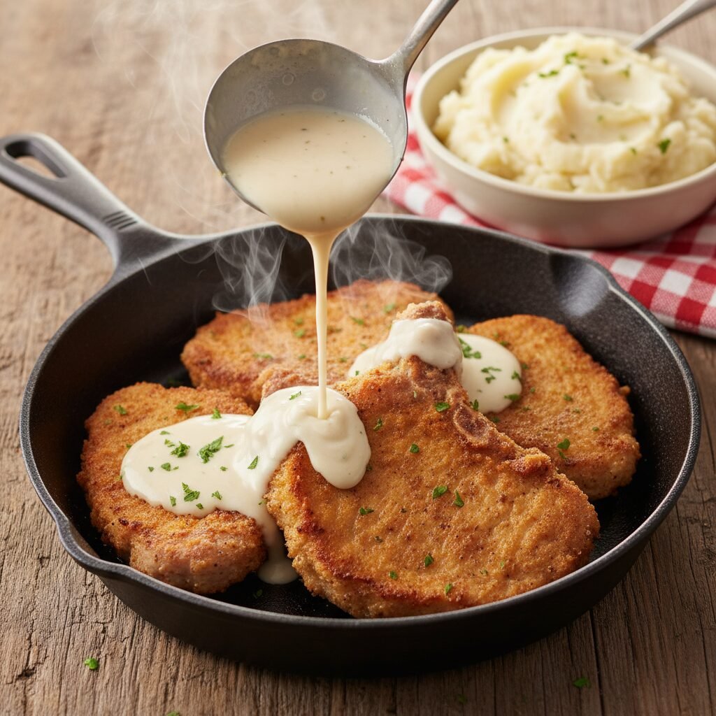 Grandma's Southern Style Breaded Pork Chops with Creamy Pan Gravy