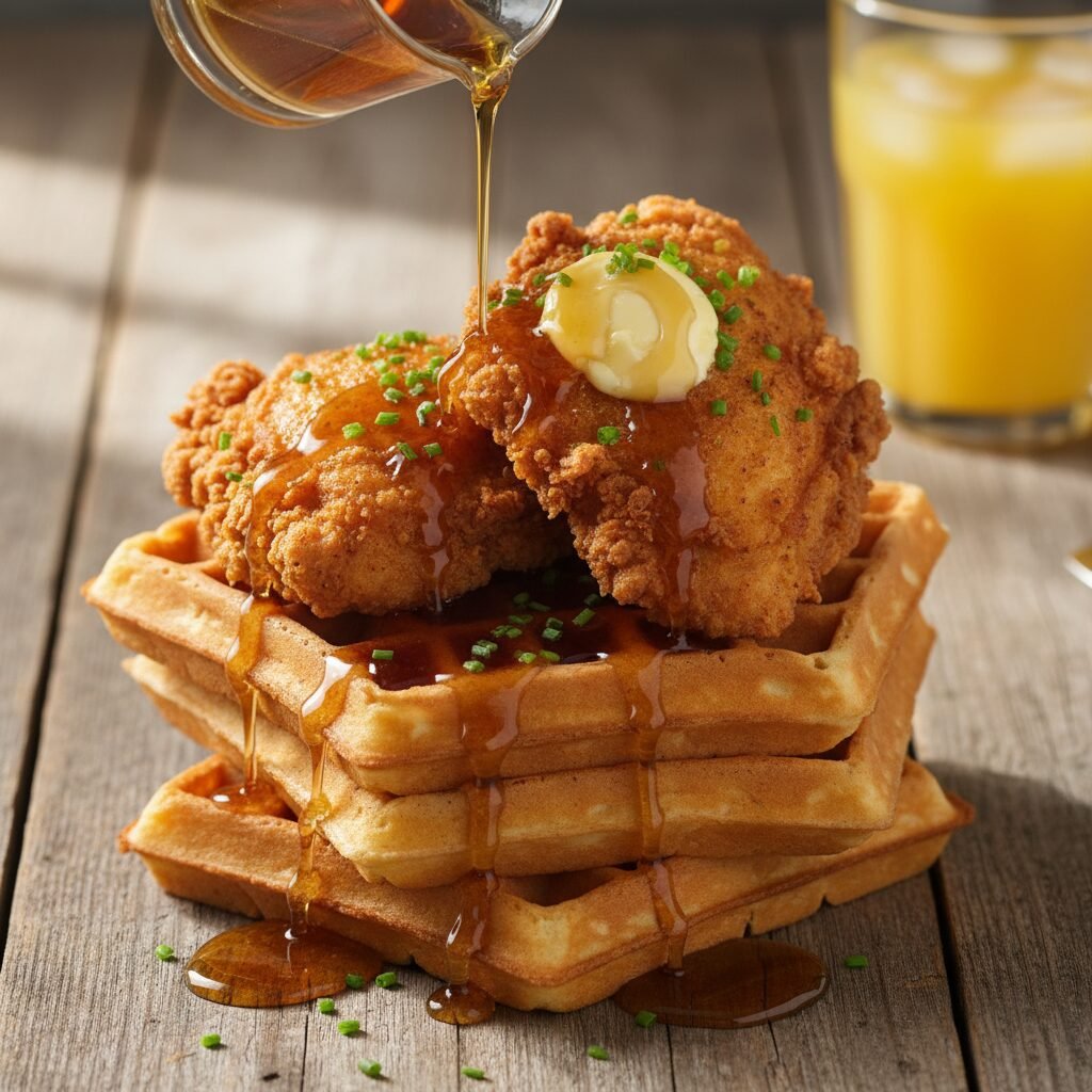 The Ultimate Southern Chicken and Waffles with Spicy Maple Syrup