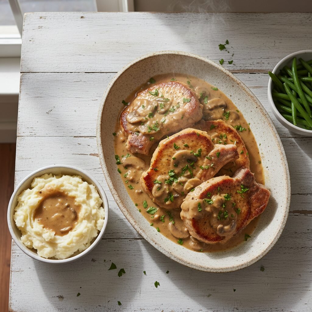 Melt-in-Your-Mouth Crock Pot Pork Chops and Gravy