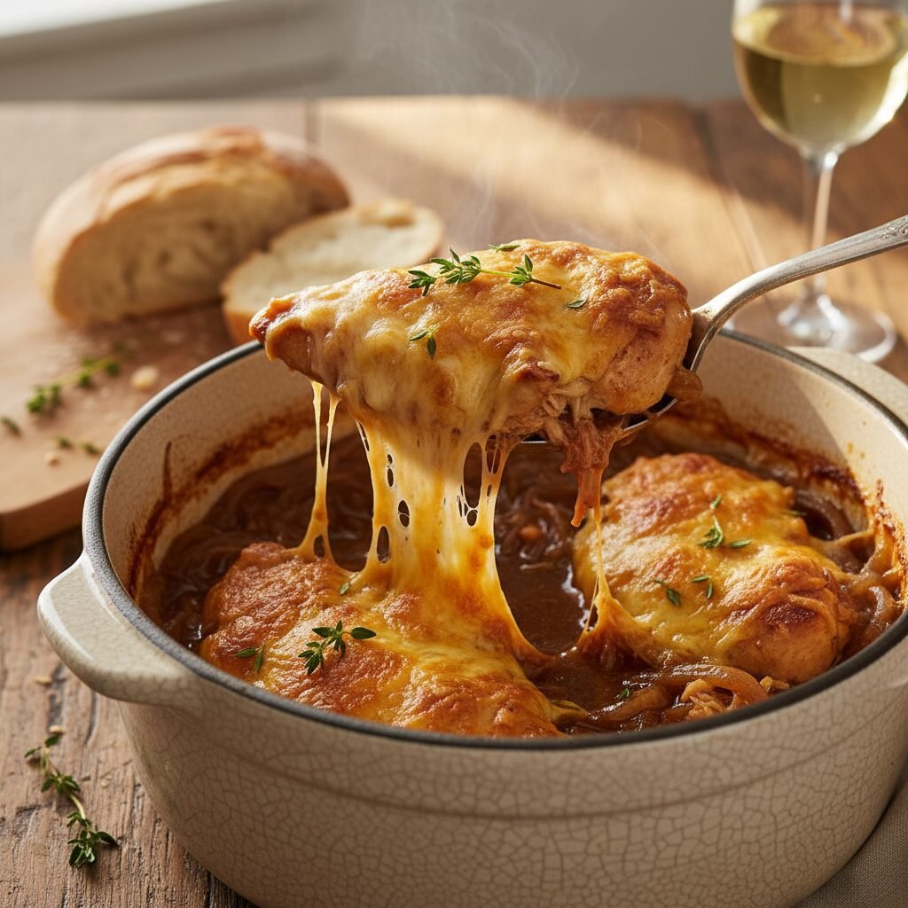 Melt-in-Your-Mouth Crockpot French Onion Chicken