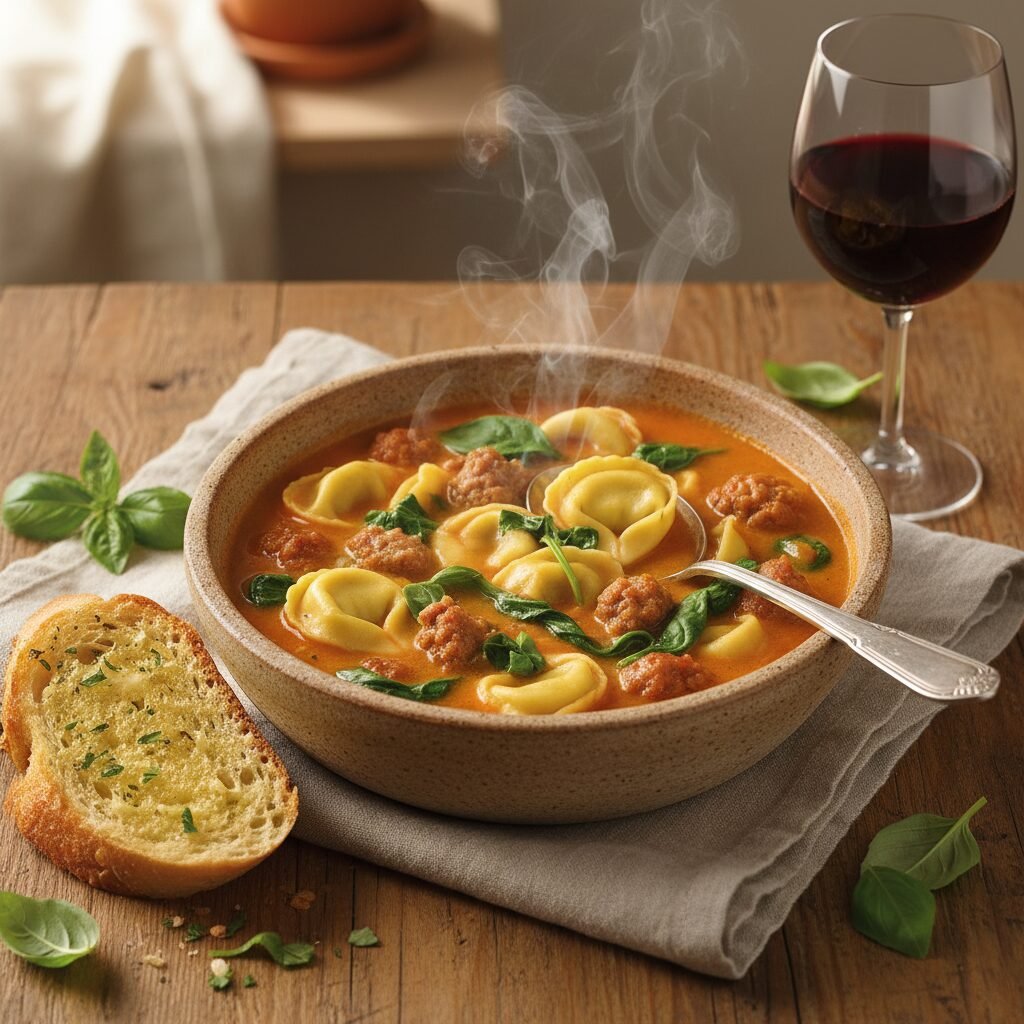 Creamy Crockpot Tortellini Soup with Sausage & Spinach – The Ultimate Comfort Food