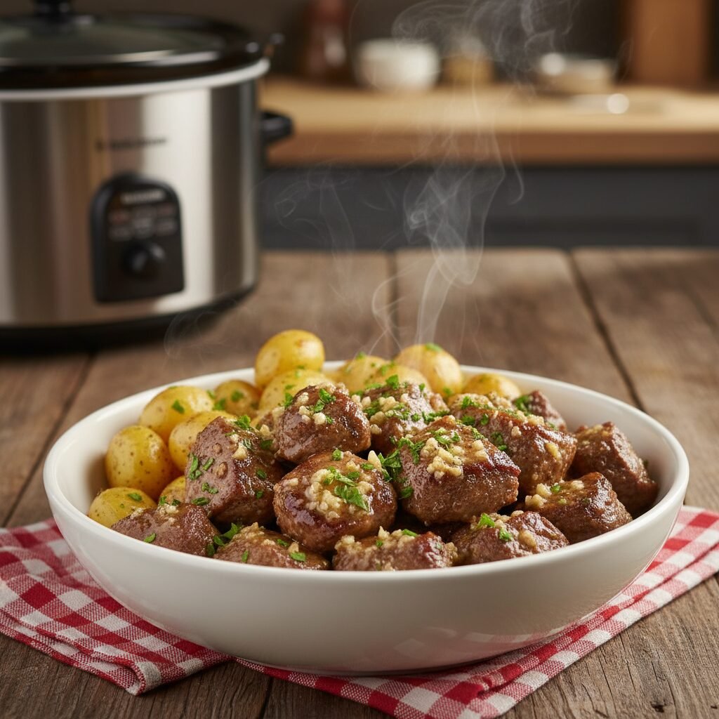 Melt-in-Your-Mouth Easy Crockpot Steak and Potatoes