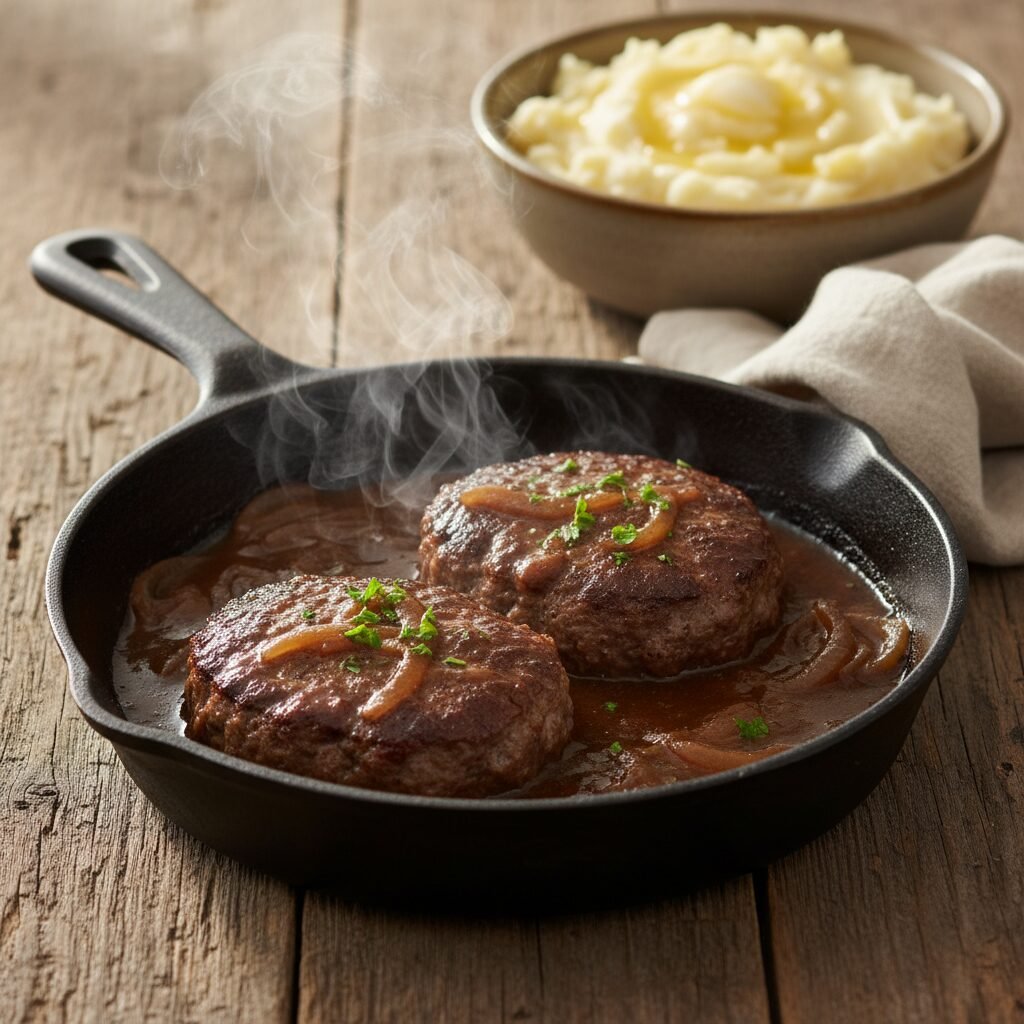 Southern Style Hamburger Steak with Rich Onion Gravy