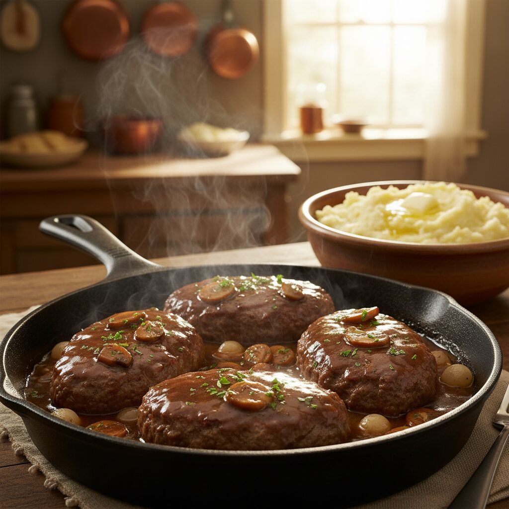 The Best Homemade Salisbury Steak with Rich Mushroom Gravy